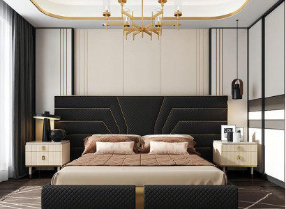 Designer Bett Betten Polsterbett Metall Gold 180x200 Ehebett Doppelbett